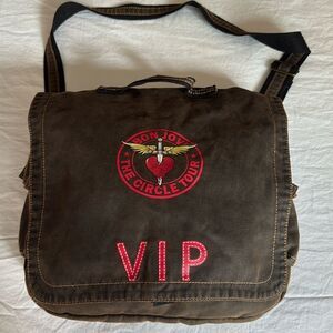 Bon Jovi The Circle Tour 2010 VIP Brown Canvas Messenger Bag With Strap.